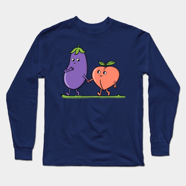 Eggplant and peach Long Sleeve T-Shirt by coffeeman